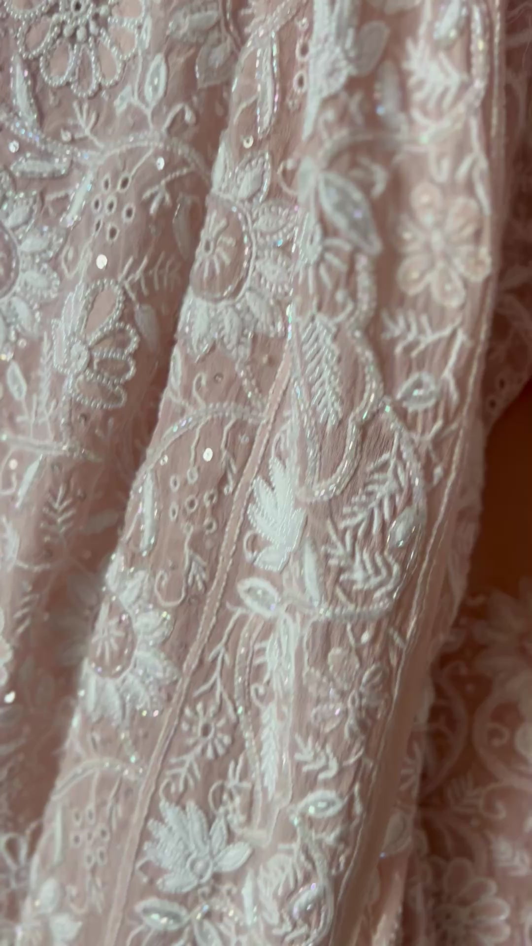 Suhaan Old Rose Pink 2 and 3 taar Chikankari Masterpiece Saree